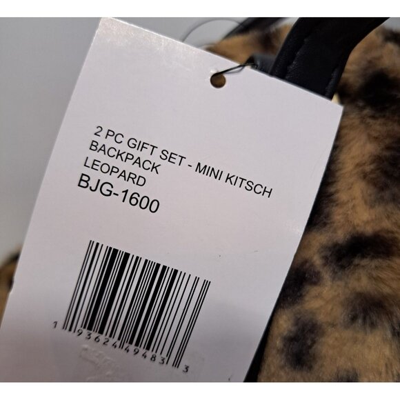 Betsey Johnson Mini Kitsch Faux Fur Cat Leopard Backpack Crossbody & Earbud Case - Picture 4 of 16